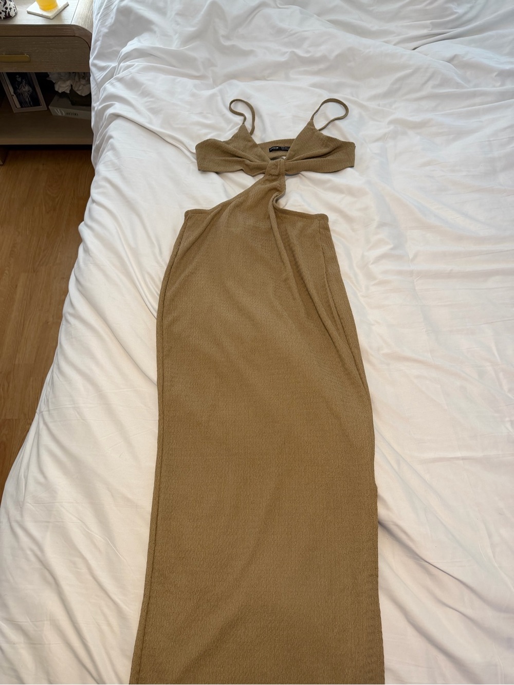 SHEIN Camel Cutout Maxi Dress with Knot Front